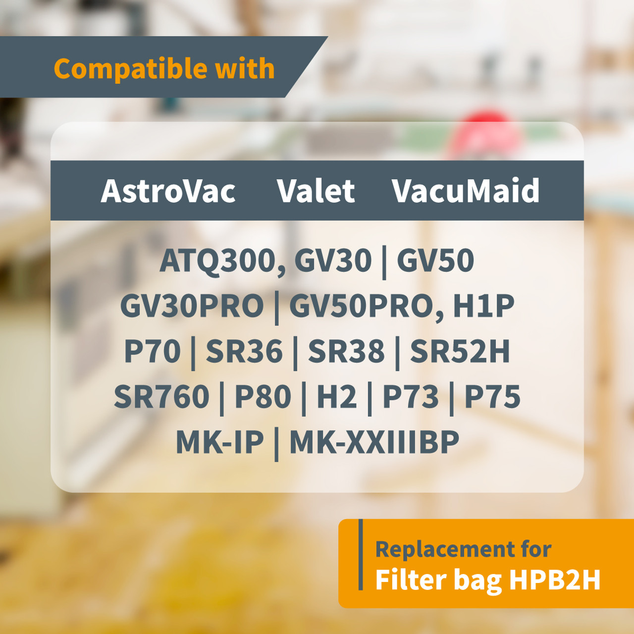 AstroVac, Valet & VacuMaid Vacuums Part # HPB2HPK & HPB2H, Fits Models:  H1P, P70, SR36, SR38, SR52H, ATQ300, GV30, GV50, GV30PRO & GV50PRO (3 Pack)  #C115